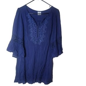 Magnolia Skye women's navy blue crochet design 3/4 sleeves dress size S